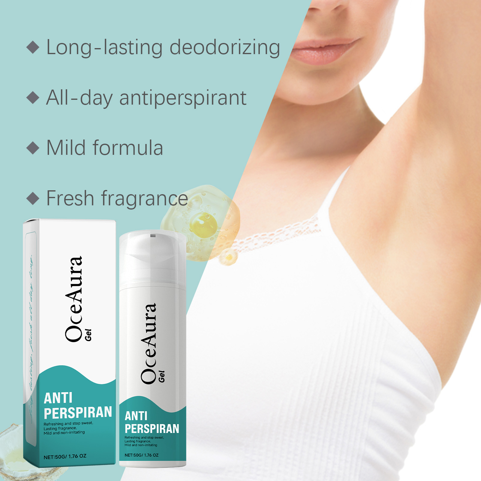 OceAura Stay Fragrance Gel Summer Skin Refreshing Perspiration Cleaning Stay Fragrance Mild Ingredient Care Gel - Image 3
